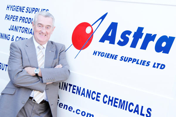 The owner George of Astra Hygiene Supplies Ltd with his one of his delivery vans. Suppliers of Chemicals, Paper Products, Janitorial, Glassware, Bar Supplies and Tabletop