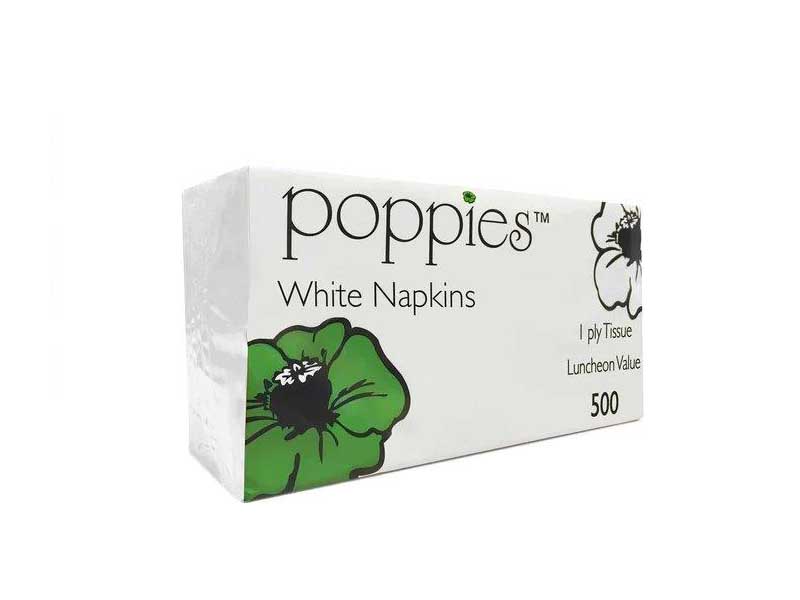 Poppies White 30cm/1Ply Napkin