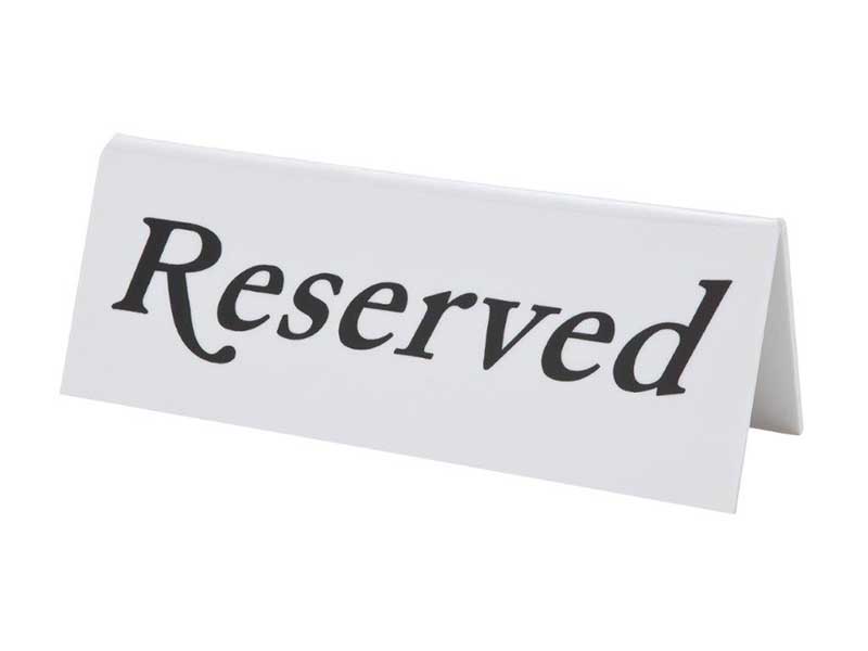 Plastic Reserved Table Sign