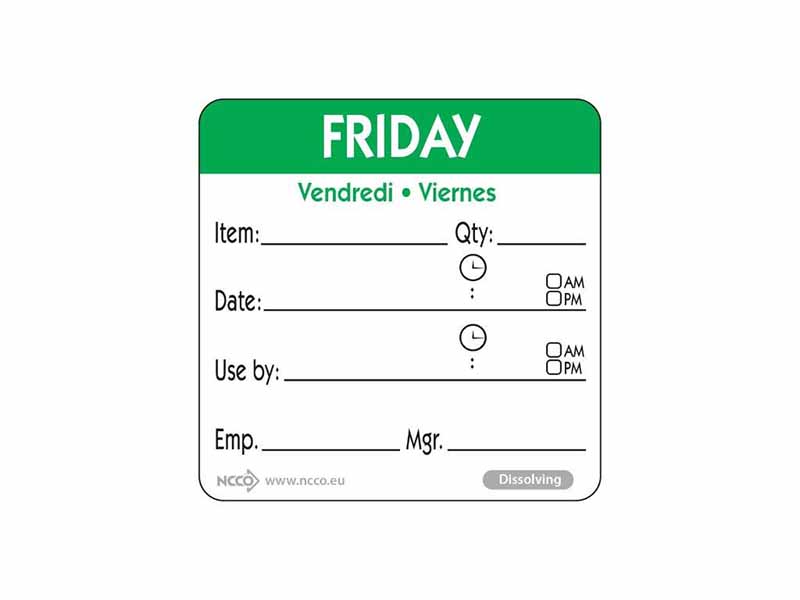 Dissolvable Food Rotation Labels - Friday