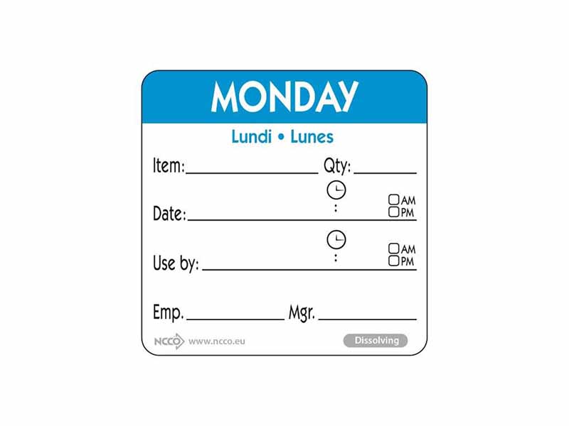 Dissolvable Food Rotation Labels - Monday